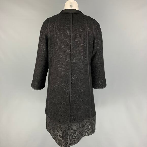 PETER SOM Size 6 Black Silver Wool Blend Tweed A-Line Coat - Picture 3 of 5